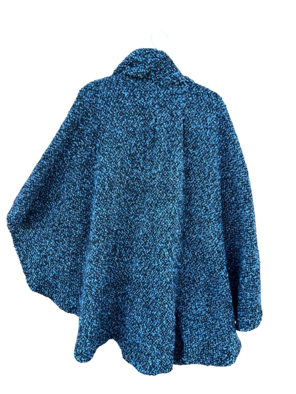 Branigan Weavers Irish Wool Bouclé Cape Attached Scarf Blue One Size Cottage - Picture 5 of 10